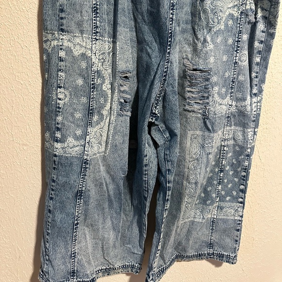 Easel Overalls Wide Leg Bandana Print Size Medium Artsy Boho Oversized - Picture 5 of 9